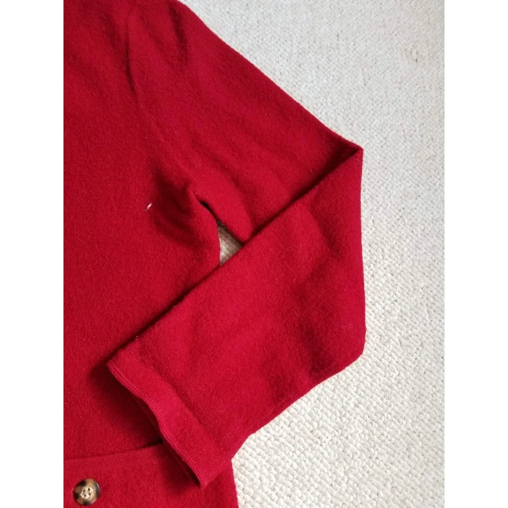 VINTAGE Womens Sweater/Jacket-CHARTER CLUB-dk red boiled Merino Wool blazer ls-M